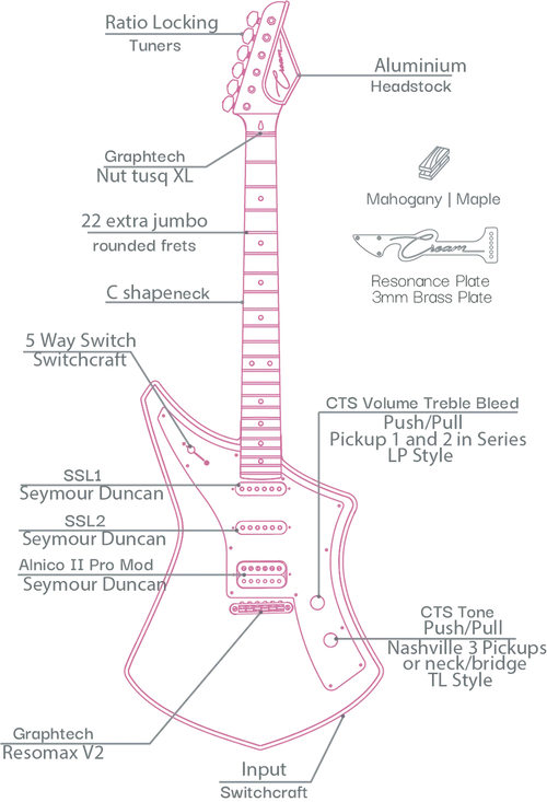 Cream Revolver Standard - Natural Flowers Guitar with Gig Bag