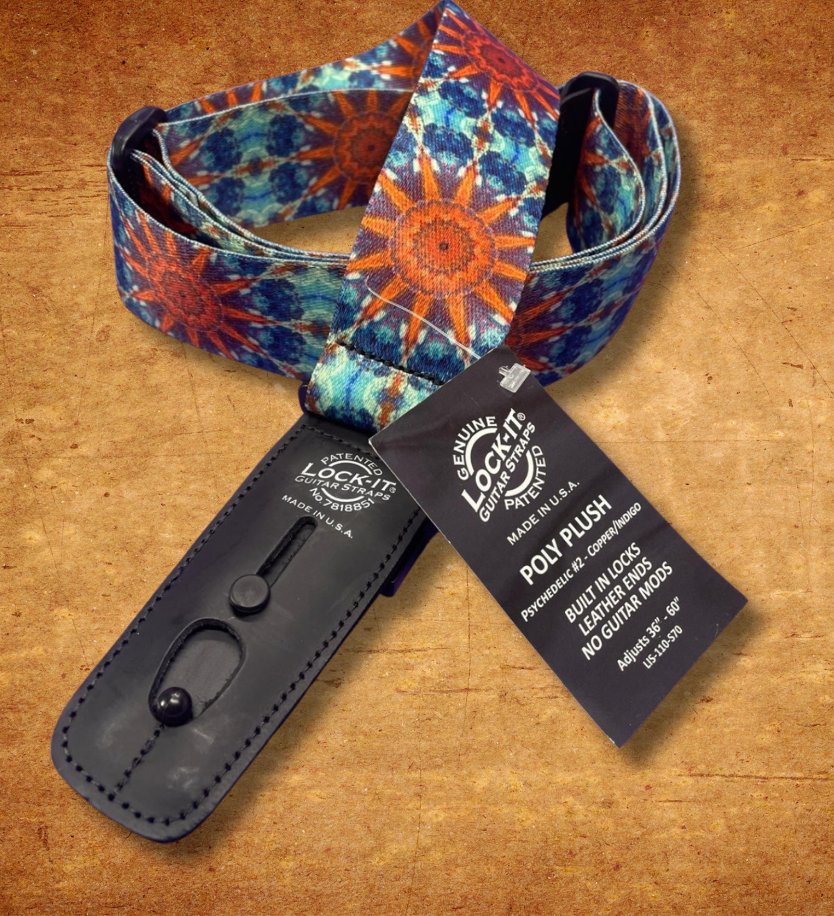LOCK-IT 2" PSYCHEDELIC SUNBURST Guitar Strap