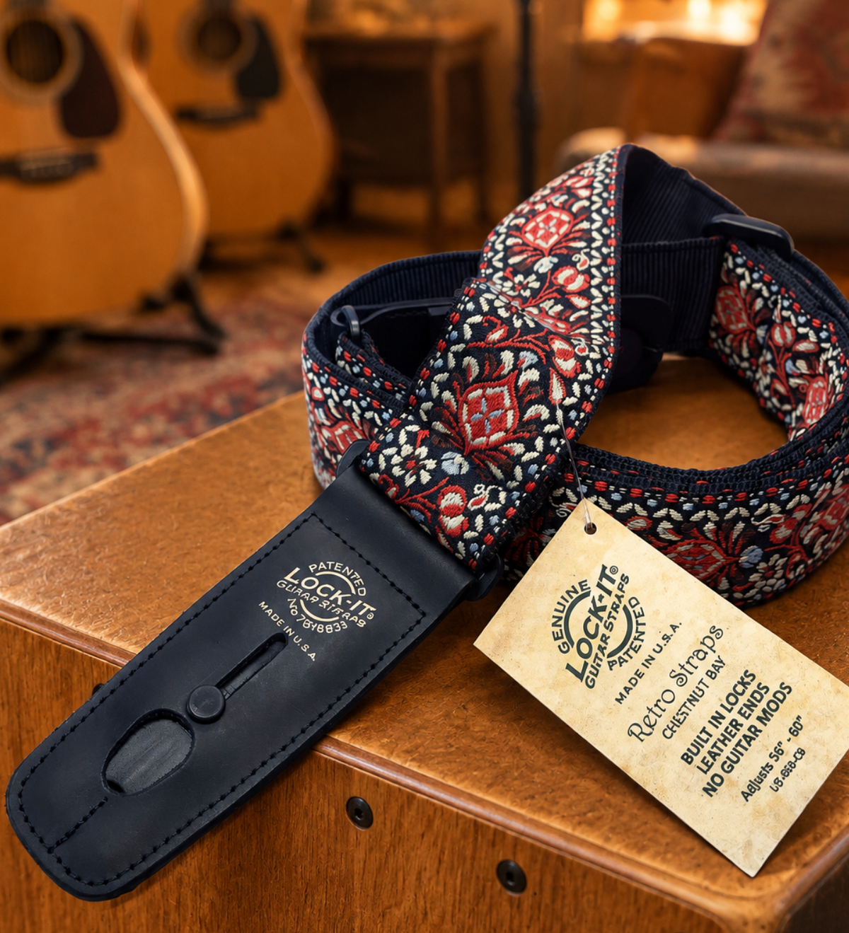 LOCK IT 2" RETRO CHESTNUT BAY Guitar Strap