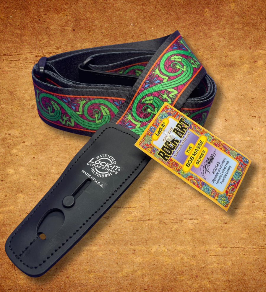 LOCK IT Green Lizards, Bob Masse Soft Plush Poly Strap