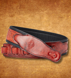 ISUZI CK01 Dark Red Celtic Knot Leather Guitar Strap