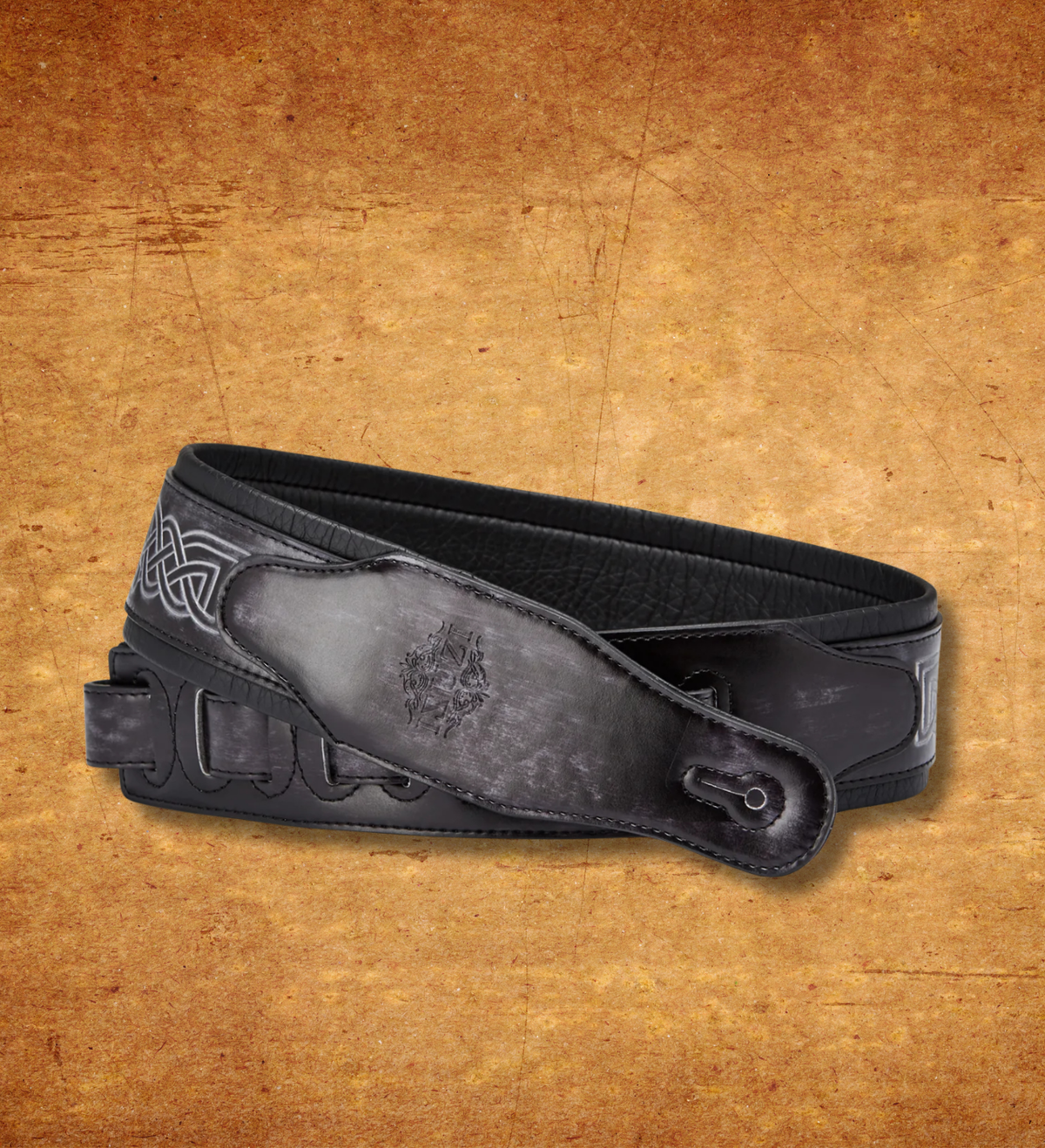 ISUZI CK01 Black Celtic Knot Leather Guitar Strap