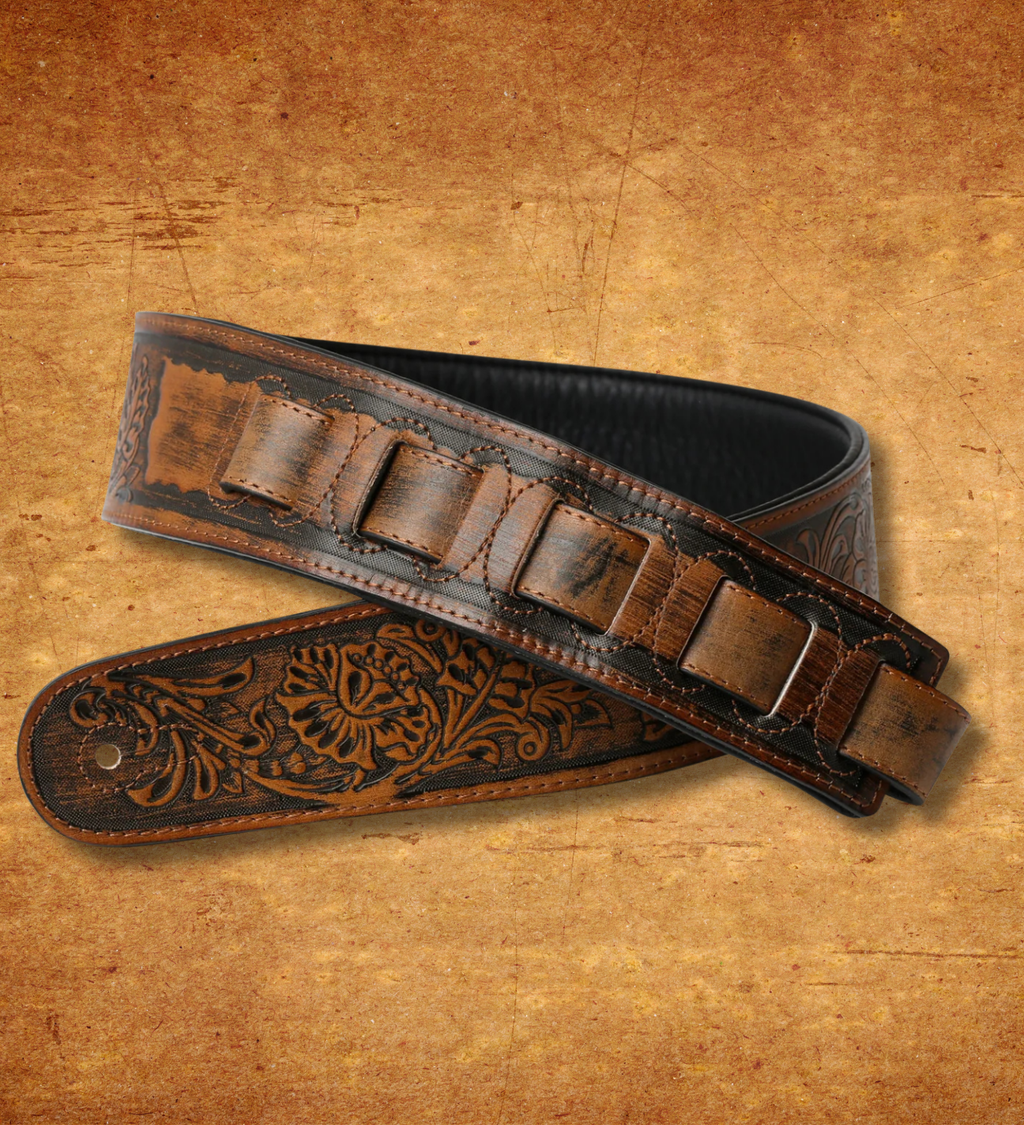 ISUZI LIF03 Tan Leather guitar strap