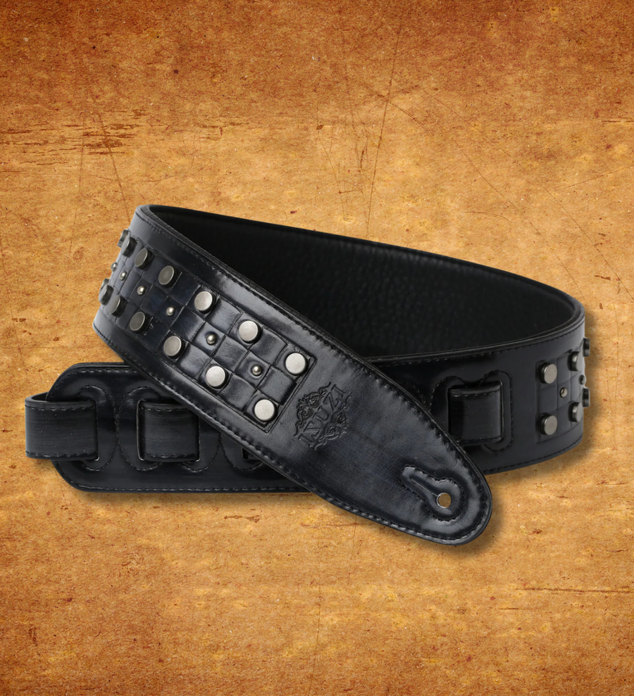 ISUZI DLX21-5 Black Garment Leather Guitar Strap