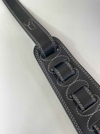 ISUZI BST11BK Leather Black Bass Guitar Strap