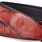 ISUZI CK01 Dark Red Celtic Knott Leather Guitar Strap
