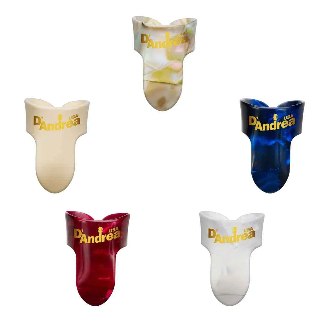 D'Andrea Plectrums, Large Finger Picks - DELUXE COLORS - 6 pack