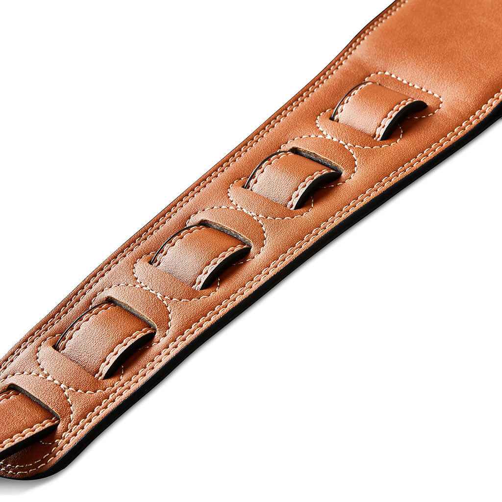 Isuzi Bass Strap BST11-1 Wide Black Garment leather Guitar/Bass strap with a TAN Top