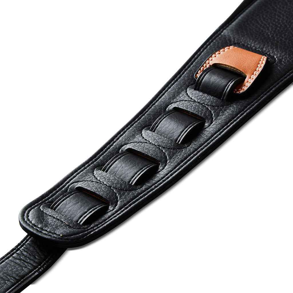 Isuzi Bass Strap BST11-1 Wide Black Garment leather Guitar/Bass strap with a TAN Top
