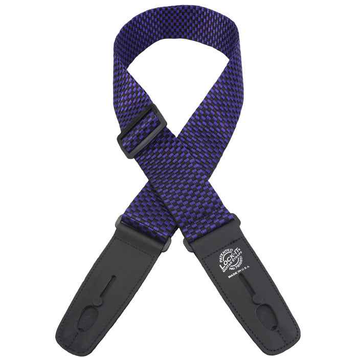 LOCK IT 2" POLY CHECKER - Purple/Black Guitar Strap