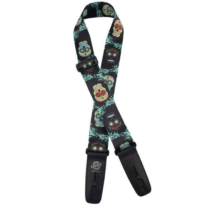 LOCK-IT 2" PLUSH POLY SUGAR SKULLS Guitar Strap