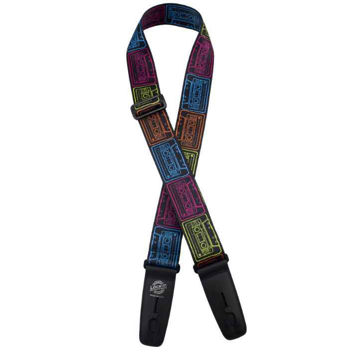 LOCK-IT 2" Plush Poly Vivid Cassettes Guitar Strap