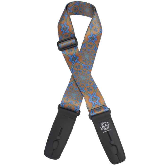 LOCK-IT 2" PSYCHEDELIC ORANGE BLUE Guitar Strap
