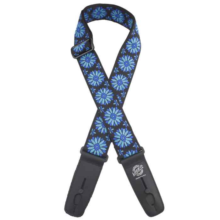 LOCK-IT 2" DESIGNER BLUE FLOWERS Guitar Strap