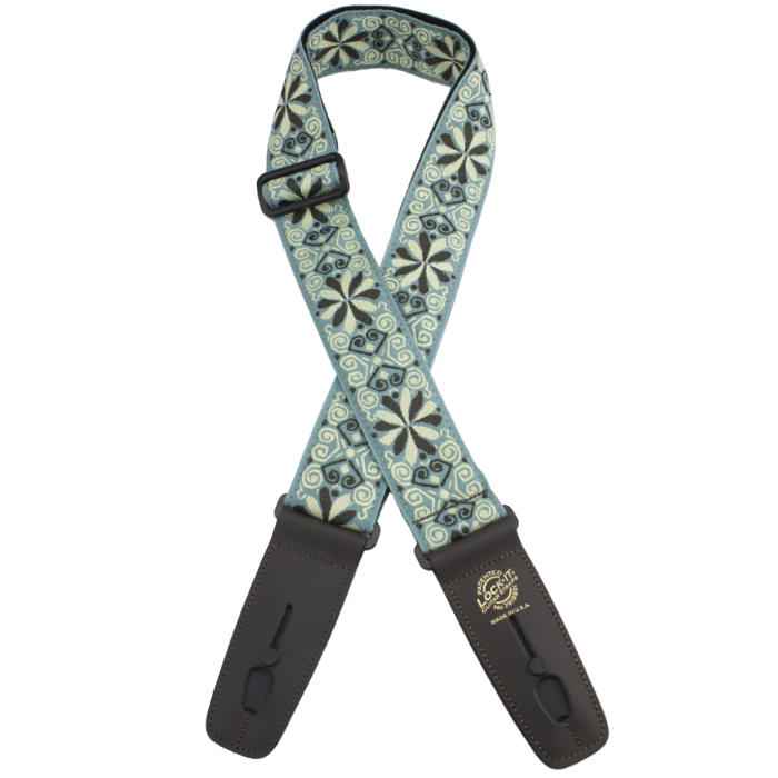 LOCK-IT 2" DESIGNER GREEN FLOWERS Guitar Strap