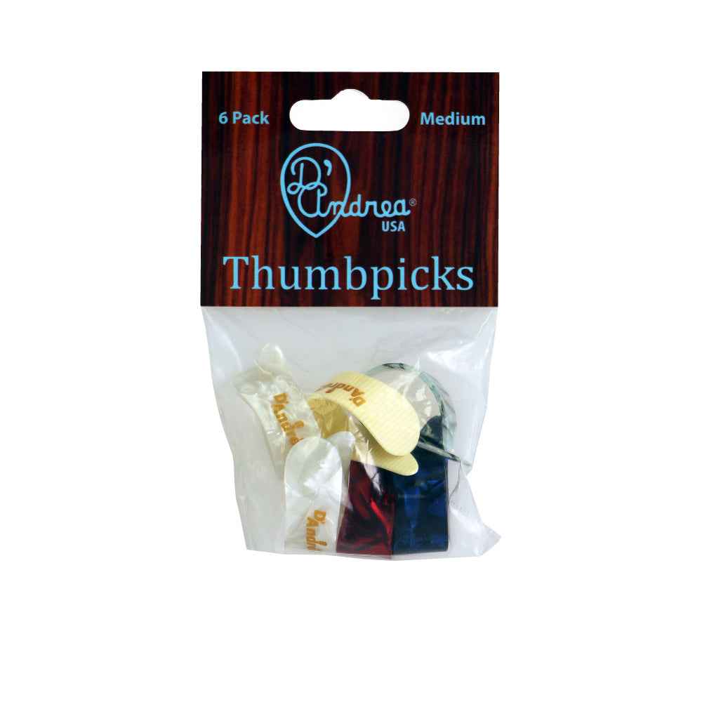 D'Andrea Medium Thumb Picks - DELUXE COLORS - 6PC