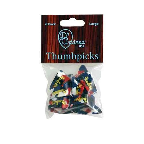 D'Andrea Large Thumb Picks - MULTI - 6 pack
