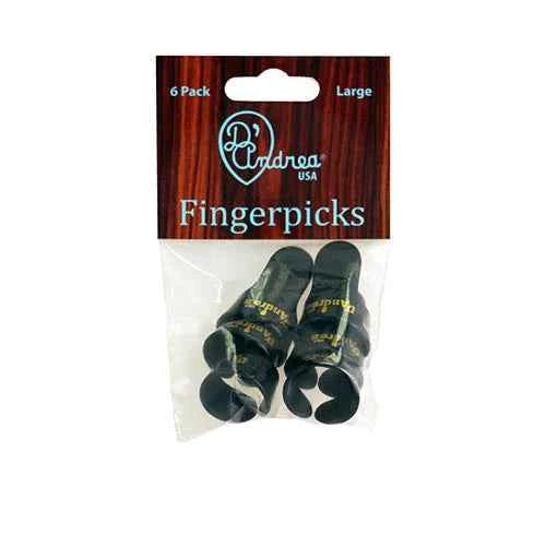 D'Andrea Medium Finger Picks - BLACK - 6PC