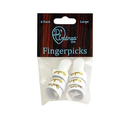 D'Andrea Medium Finger Picks - WHITE - 6PC