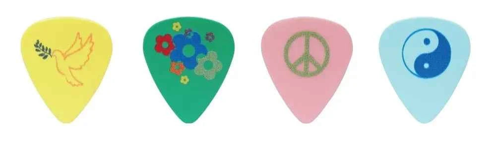 D'Andrea Plectrums, 351 PEACE & LOVE Assortment - Medium - 12PC Assorted