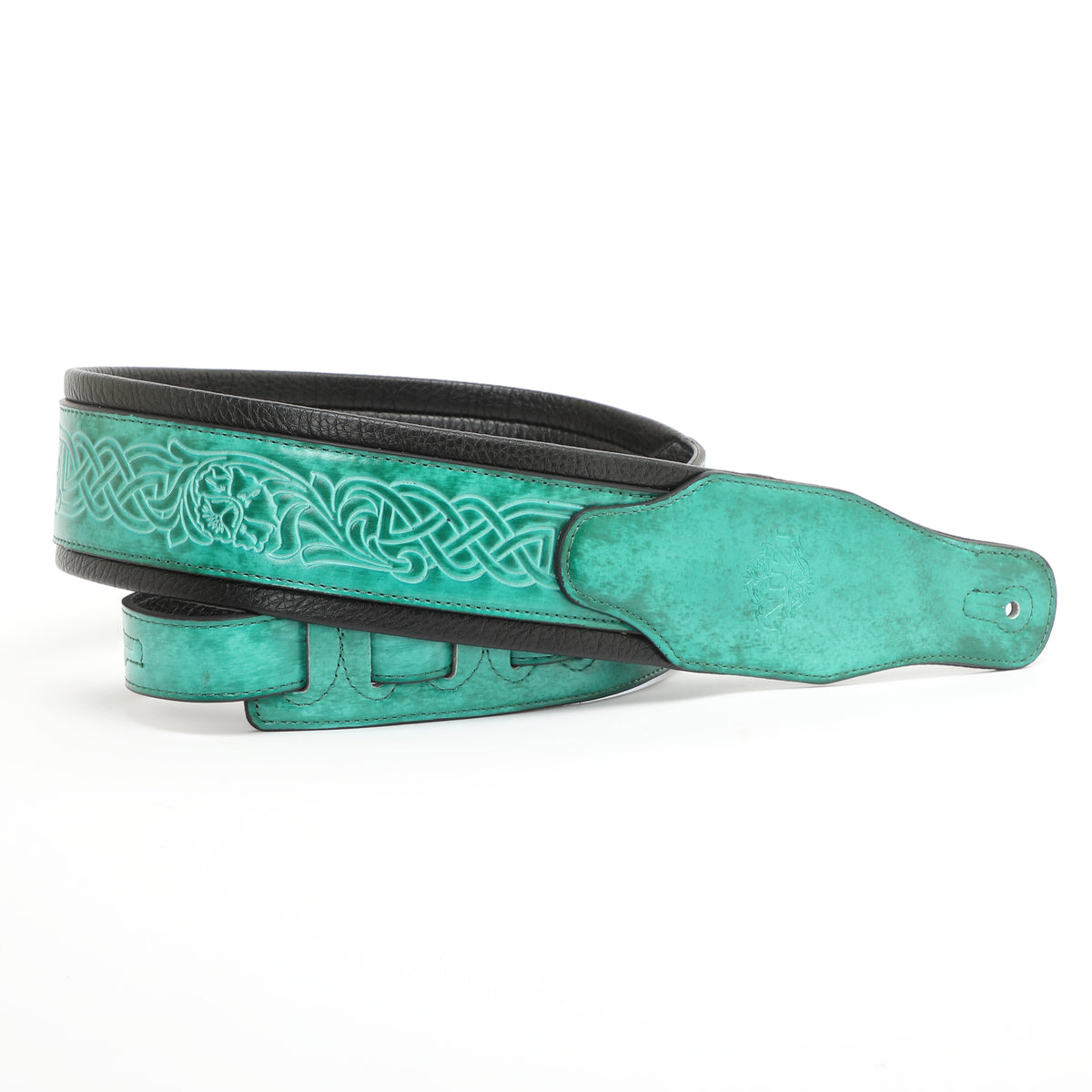 ISUZI CK01 Green Celtic Knot Leather Guitar Strap