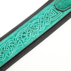 ISUZI CK01 Green Celtic Knot Leather Guitar Strap