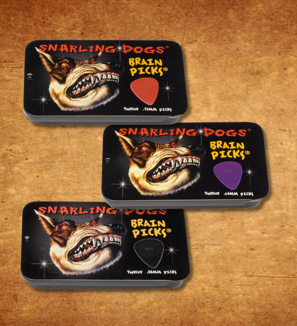 Snarling Dogs Brain Picks Gauge Pack (3 Tins)