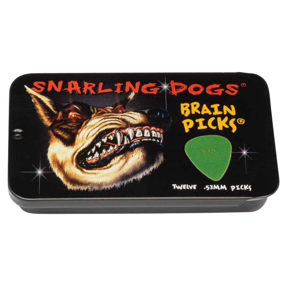 Snarling Dogs 351 Brain Picks - GREEN .53mm - 12PC TIN