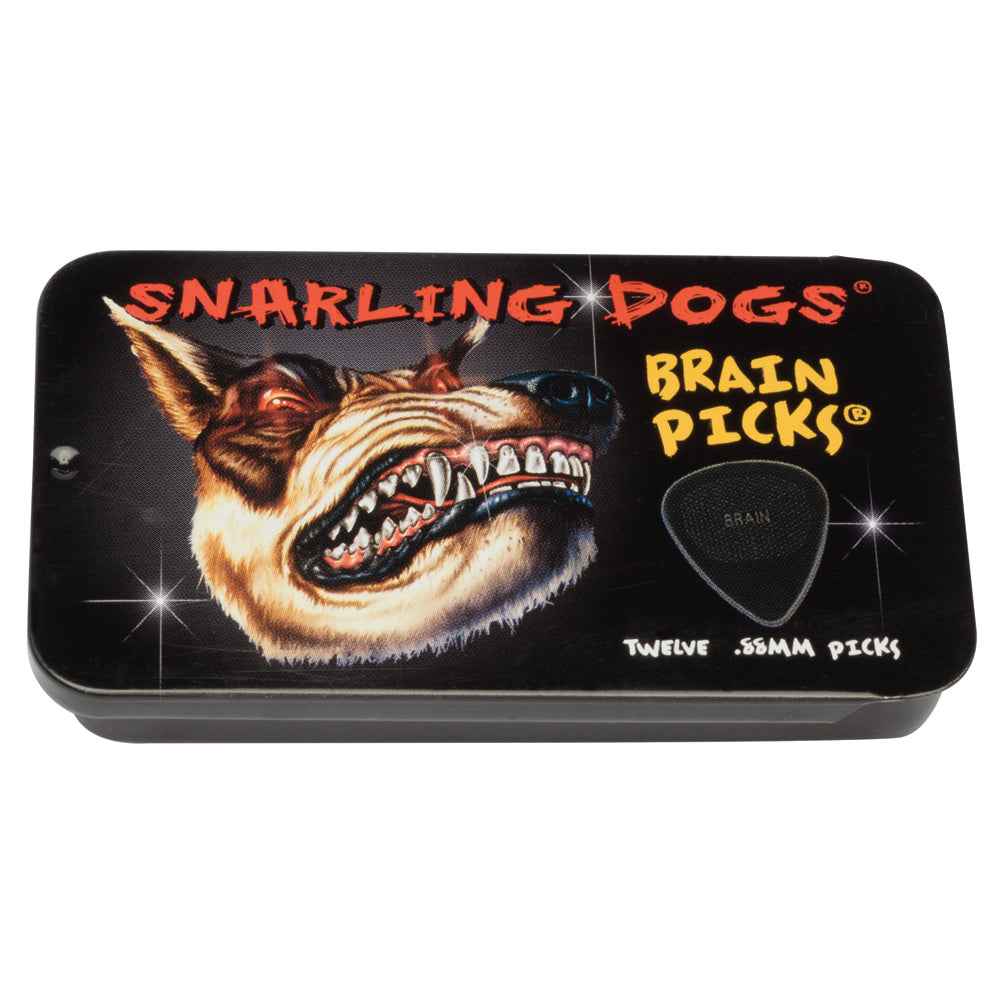 Snarling Dogs 351 Brain Picks - BLACK .88mm - 12PC TIN