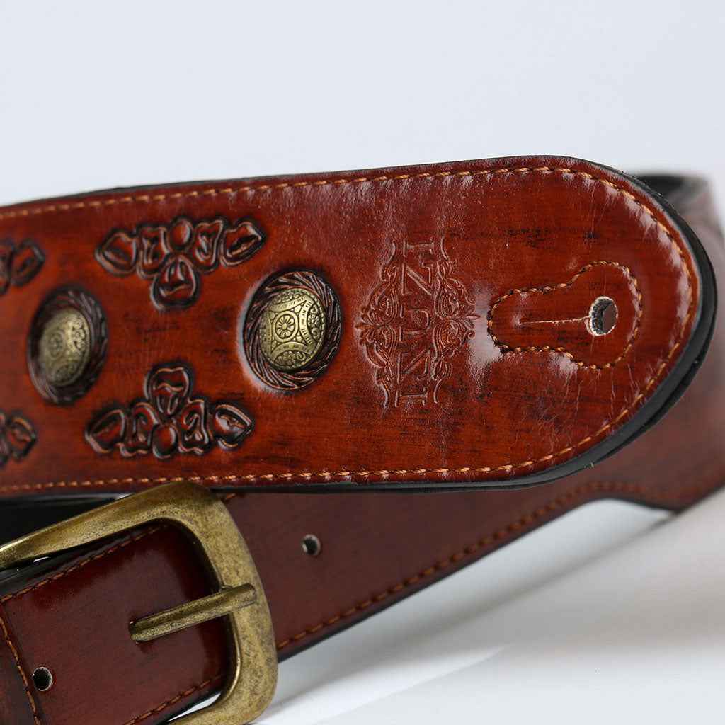 ISUZI VPB20-2 Orange Leather Guitar Strap