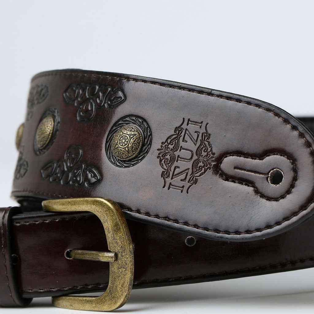 ISUZI VPB20-3 Dark Red Leather Guitar Strap