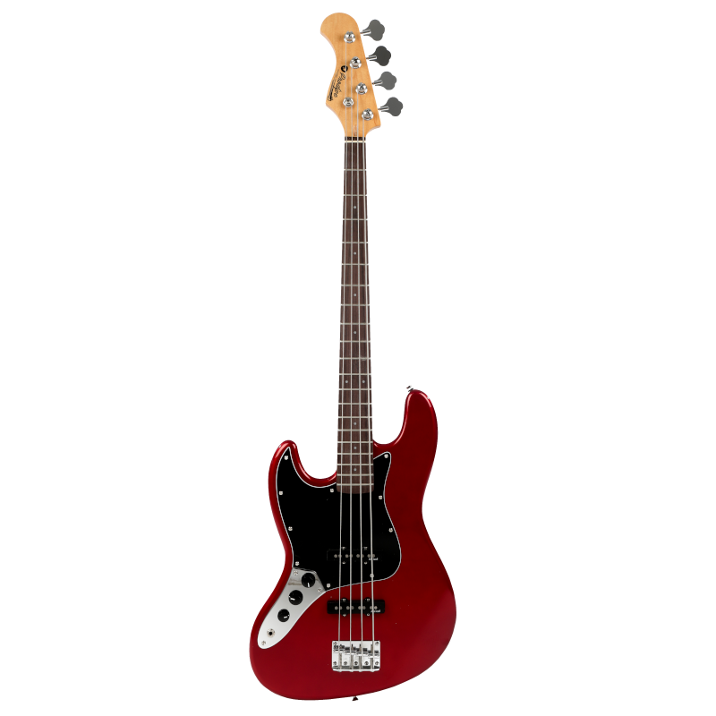 Prodipe JB80 LH RA CAR Bass, Left Handed, 4 Strings, Candy Red
