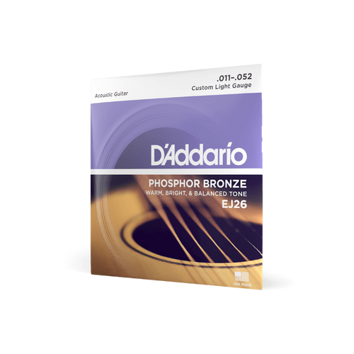 D'Addario 11-52 Custom Light, Phosphor Bronze Acoustic Guitar Strings