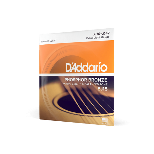 D'Addario 10-47 Extra Light, Phosphor Bronze Acoustic Guitar Strings