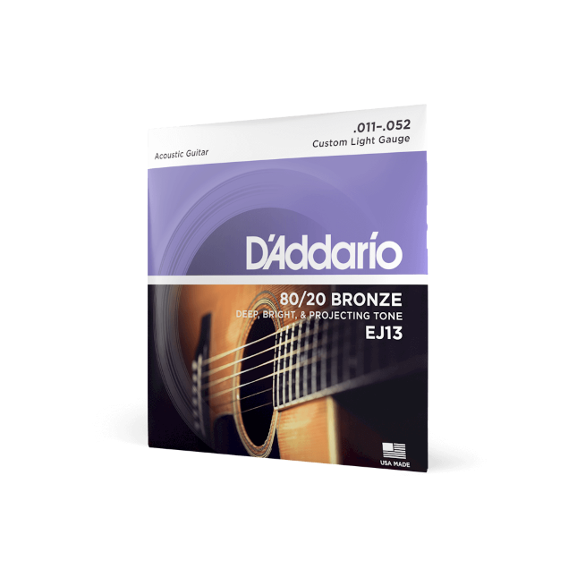 D'Addario 11-52 Custom Light, 80/20 Bronze Acoustic Guitar Strings
