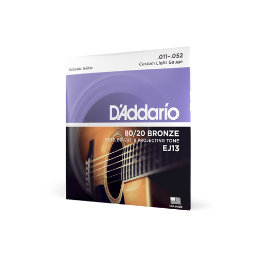 D'Addario 11-52 Custom Light, 80/20 Bronze Acoustic Guitar Strings