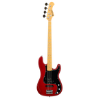 Prodipe PJ90 MA Alder TRD Bass, PB + JB Pickups, Flame Trans Red