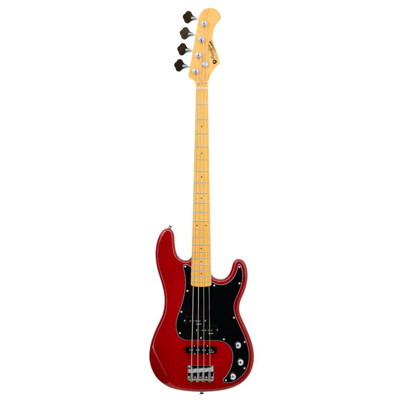 Prodipe PJ90 MA Alder TRD Bass, PB + JB Pickups, Flame Trans Red